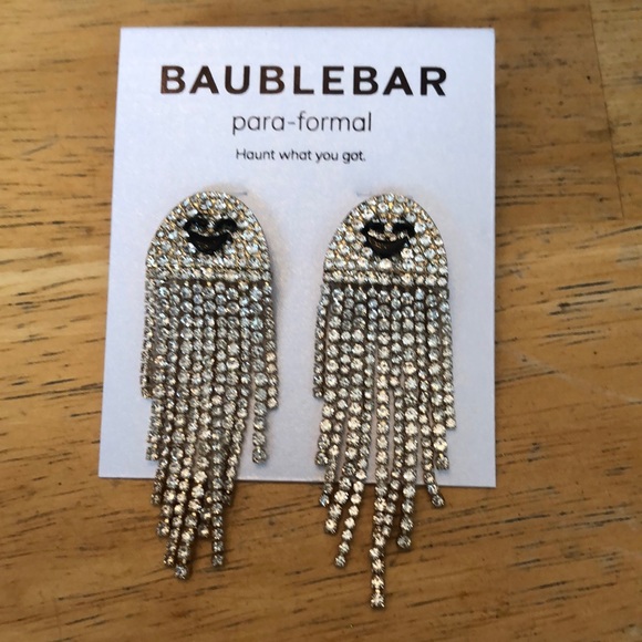 Baublebar Gold Tone Ghost Crystal Fringe Chandelier Drop Earrings NEW - Picture 9 of 12